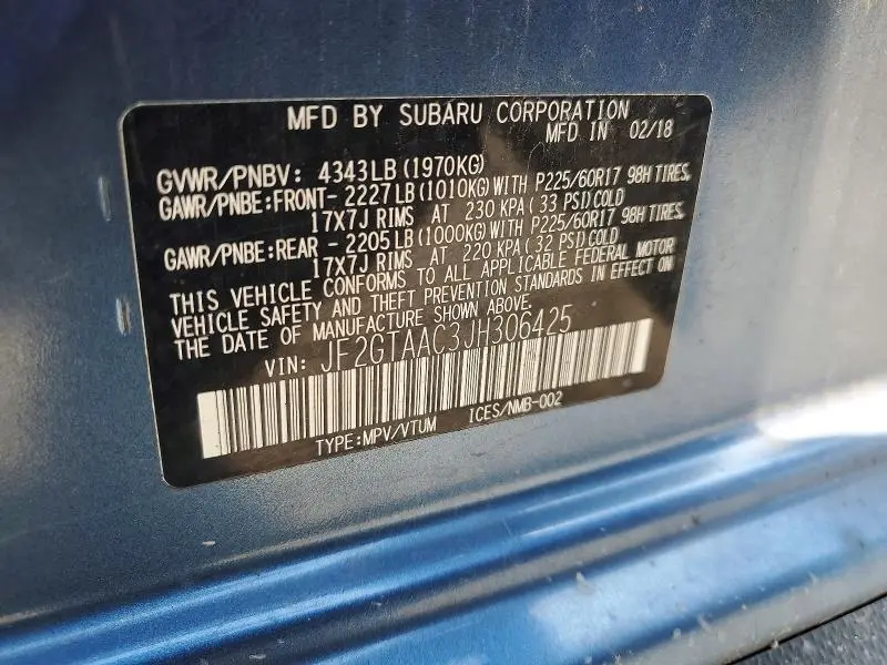 2018 SUBARU CROSSTREK   