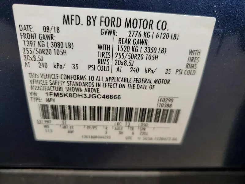 2018 FORD EXPLORER XLT  