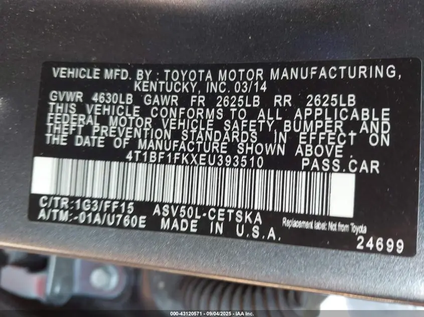 2014 TOYOTA CAMRY SE