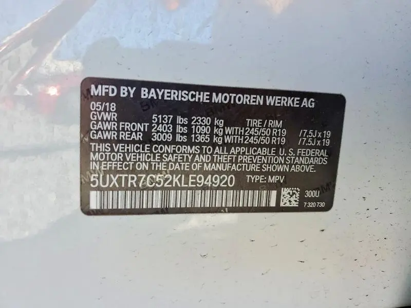 2019 BMW X3 SDRIVE30I  