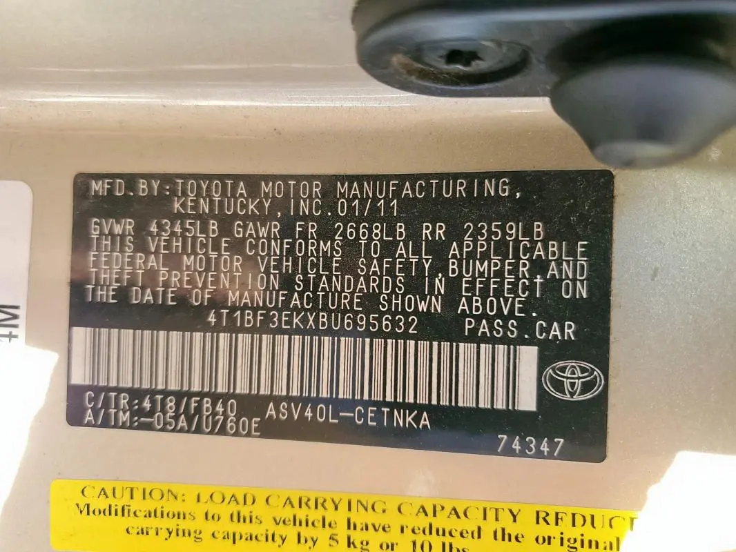 2011 TOYOTA CAMRY BASE  