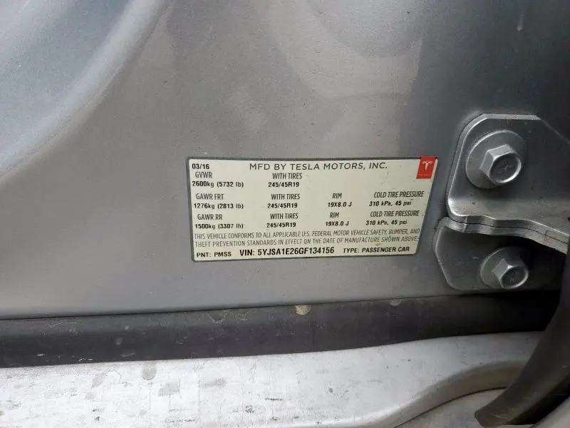2016 TESLA MODEL S   