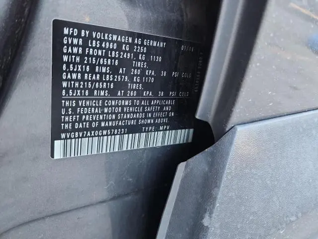 2016 VOLKSWAGEN TIGUAN S  