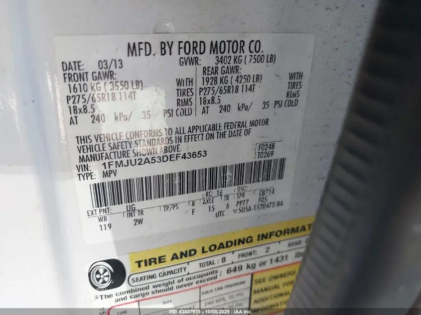 2013 FORD EXPEDITION LIMITED