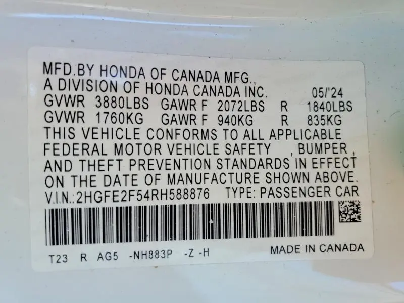 2024 HONDA CIVIC SPORT  