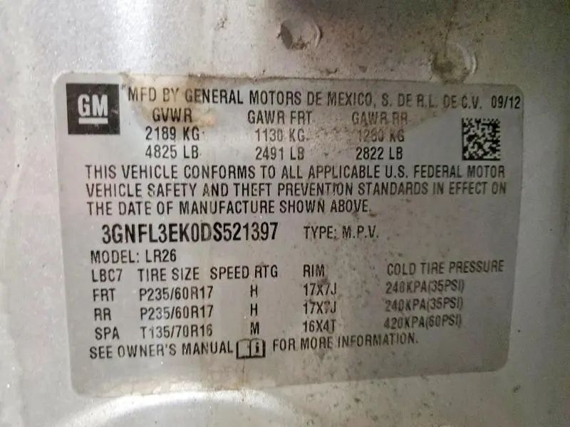 2013 CHEVROLET CAPTIVA LT  