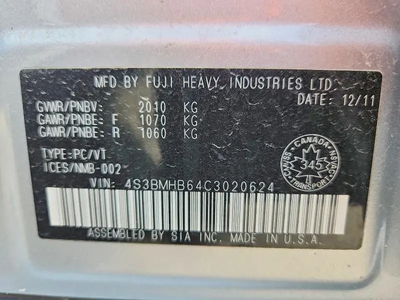 2012 SUBARU LEGACY 2.5I PREMIUM  