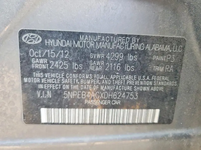 2013 HYUNDAI SONATA GLS  