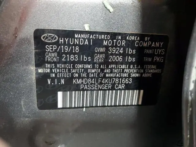 2019 HYUNDAI ELANTRA SEL  