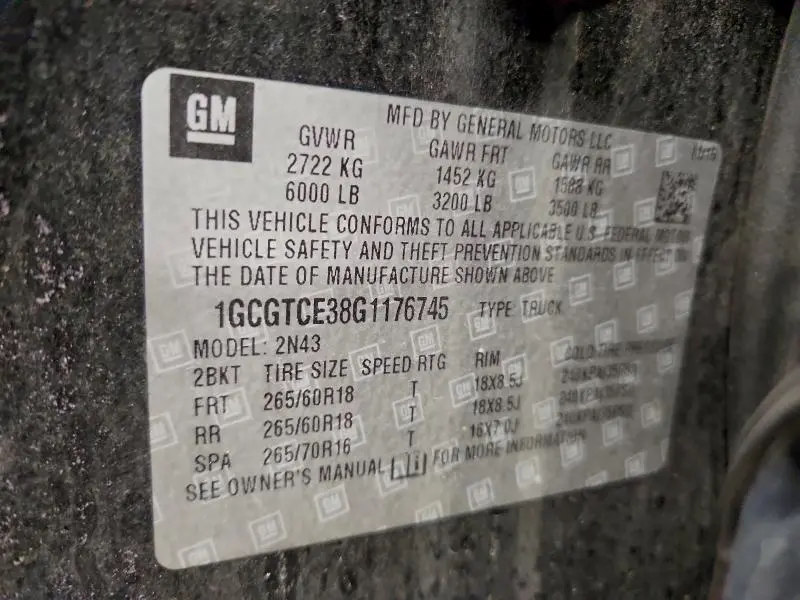 2016 CHEVROLET COLORADO LT  