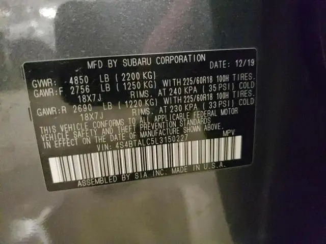 2020 SUBARU OUTBACK LIMITED  