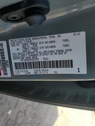 2022 TOYOTA TUNDRA DOUBLE CAB LIMITED  