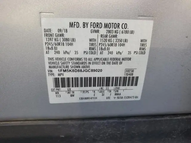 2018 FORD EXPLORER XLT  