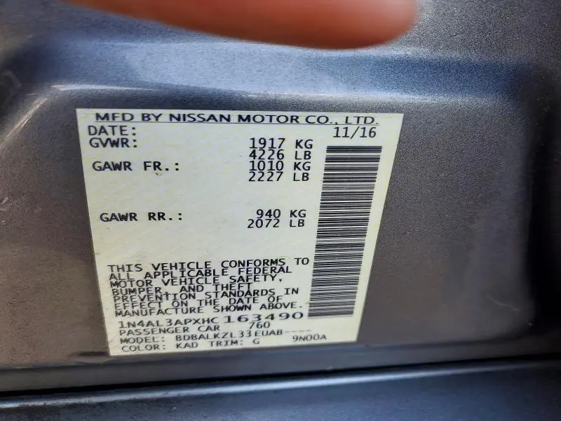 2017 NISSAN ALTIMA 2.5 SV  