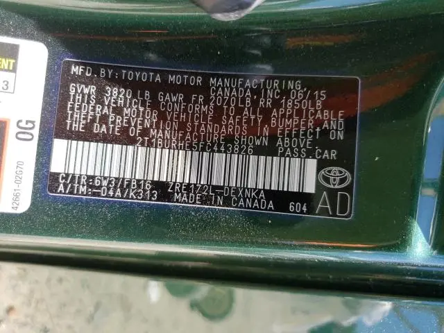 2015 TOYOTA COROLLA LE  