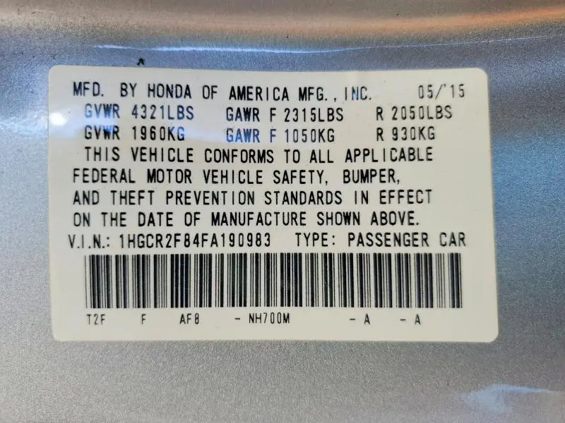 2015 HONDA ACCORD EXL  