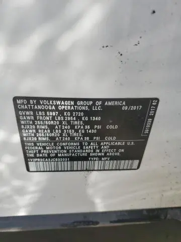 2018 VOLKSWAGEN ATLAS SE  