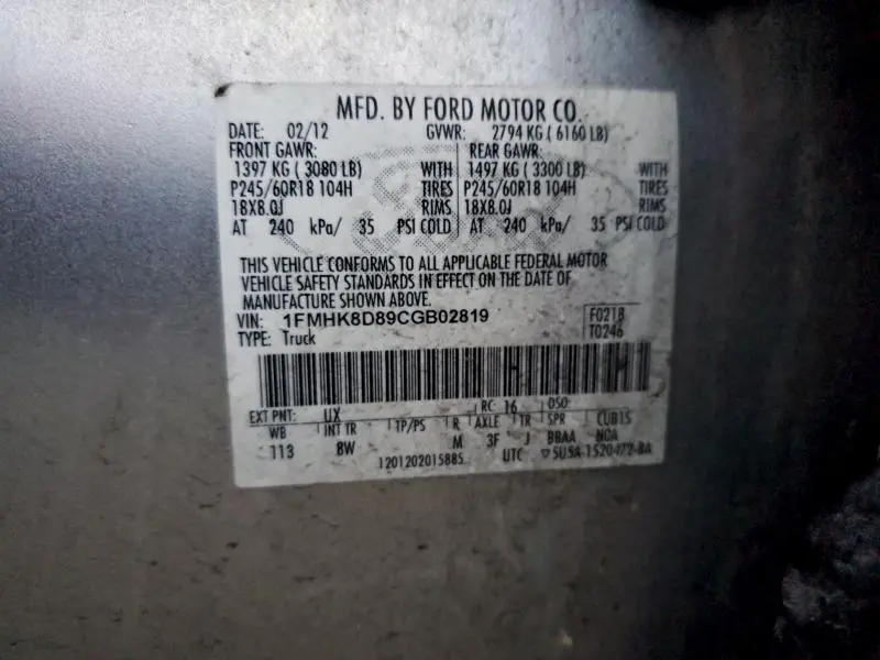 2012 FORD EXPLORER XLT  