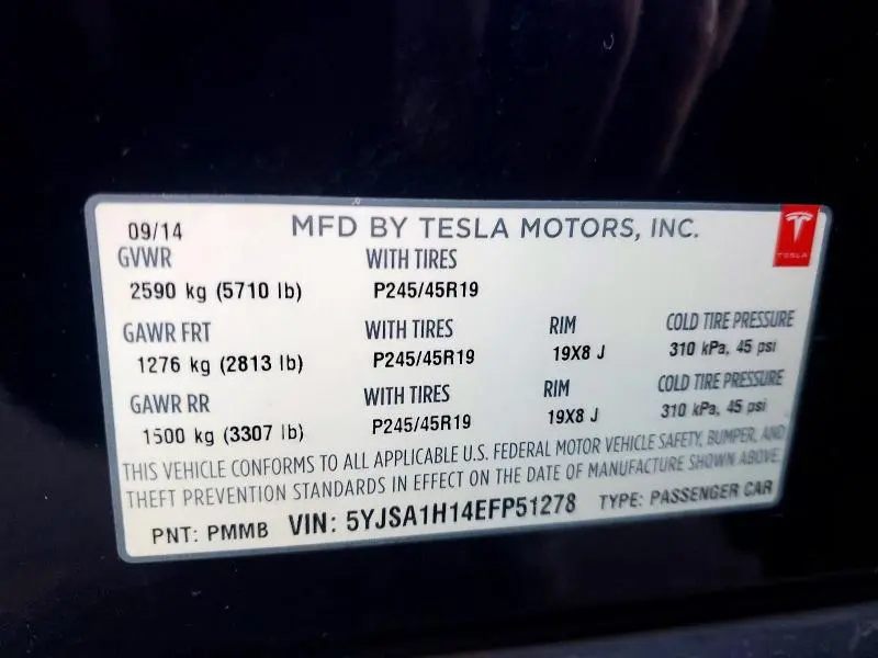 2014 TESLA MODEL S   