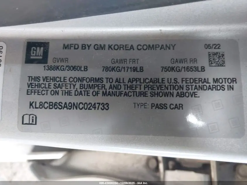 2022 CHEVROLET SPARK FWD LS AUTOMATIC