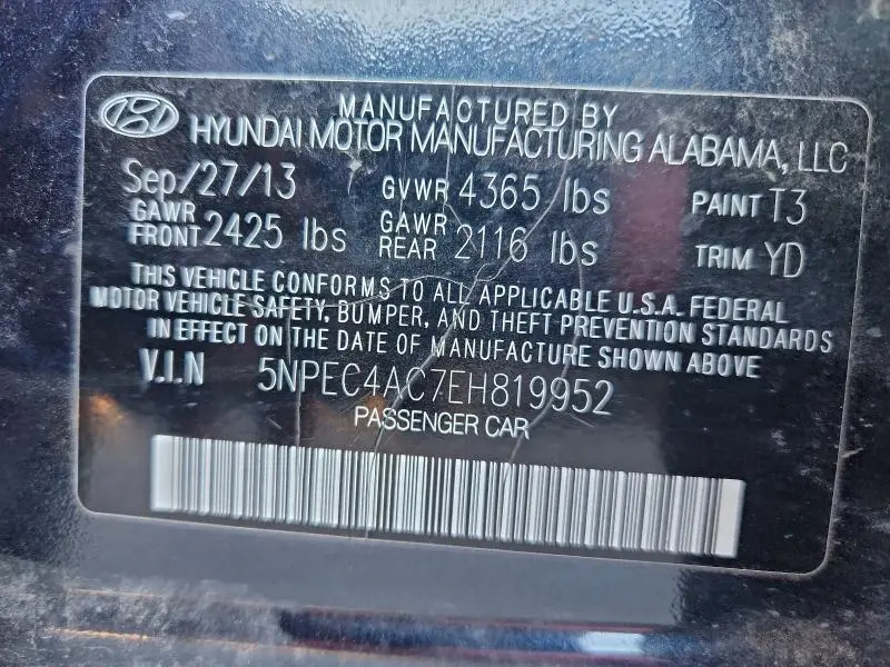 2014 HYUNDAI SONATA SE  