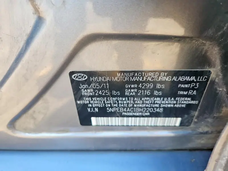 2011 HYUNDAI SONATA GLS  