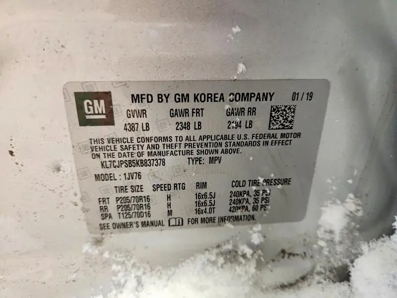 2019 CHEVROLET TRAX 1LT  