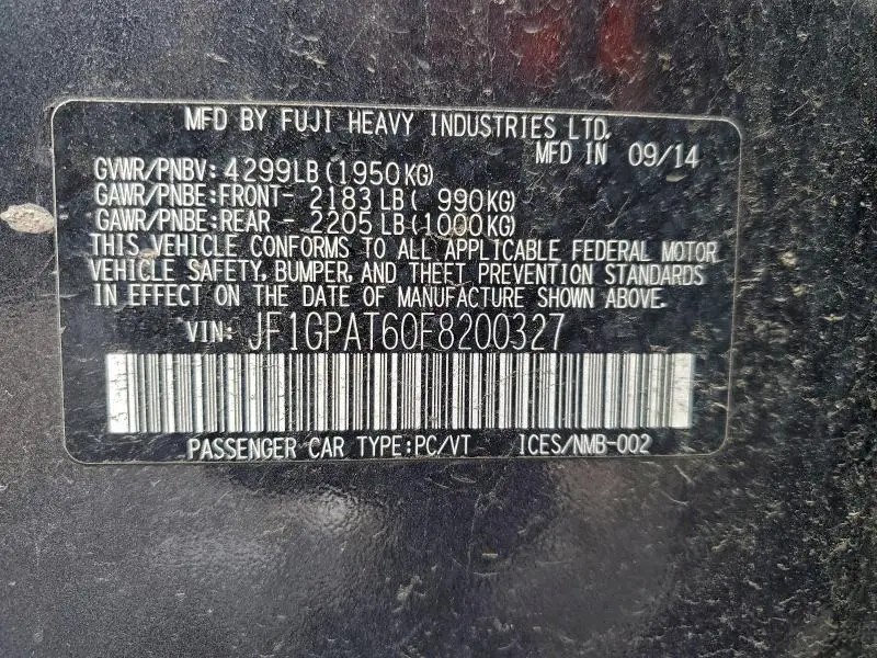 2015 SUBARU IMPREZA SPORT  