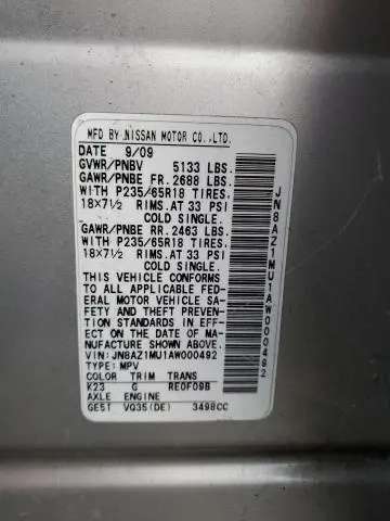 2010 NISSAN MURANO S  