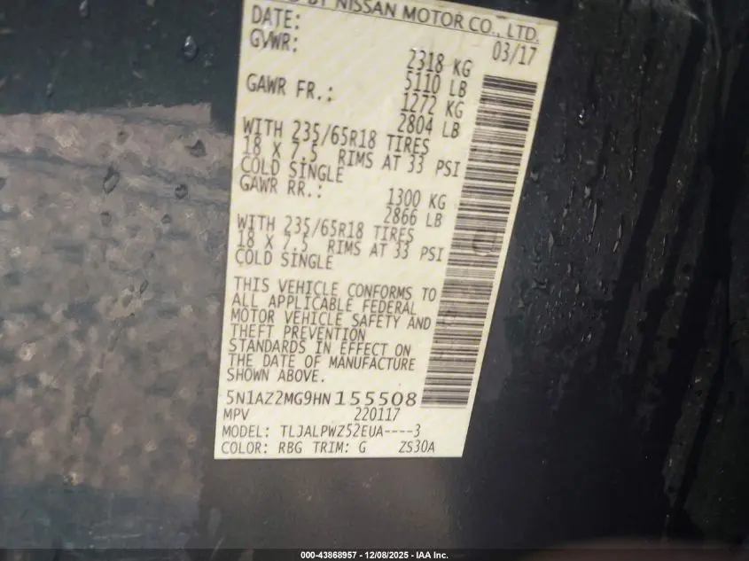 2017 NISSAN MURANO S