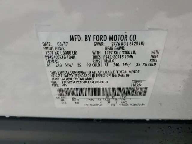 2017 FORD EXPLORER XLT  
