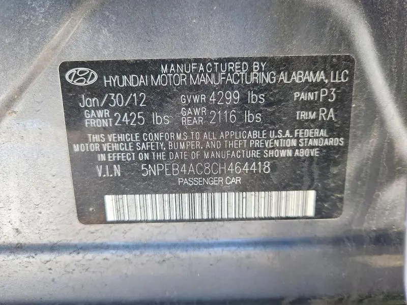 2012 HYUNDAI SONATA GLS  