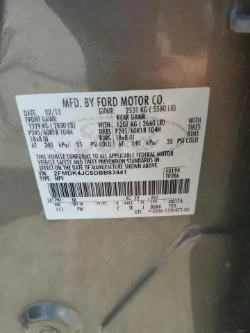 2013 FORD EDGE SEL  