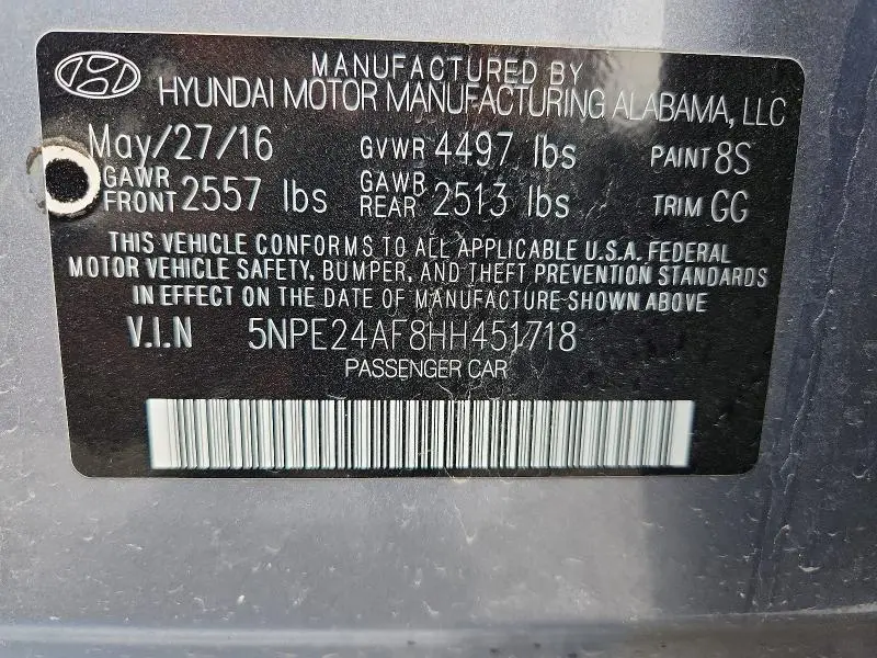 2017 HYUNDAI SONATA SE  