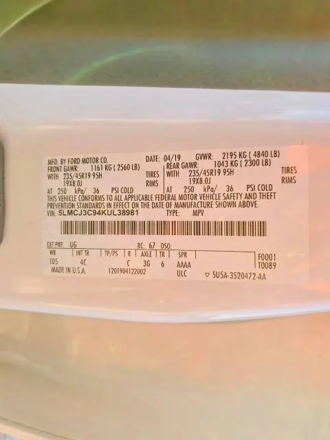 2019 LINCOLN MKC RESERVE  