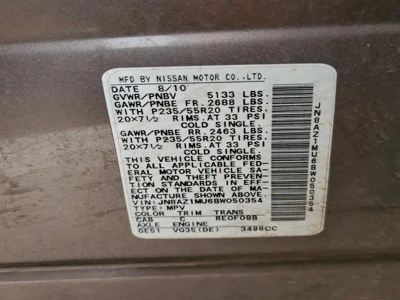 2011 NISSAN MURANO S  