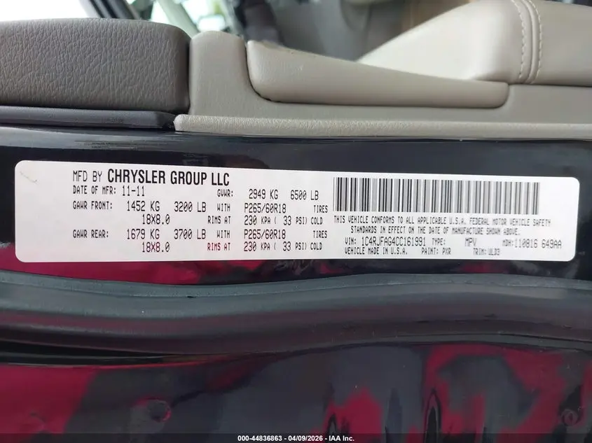 2012 JEEP GRAND CHEROKEE LAREDO