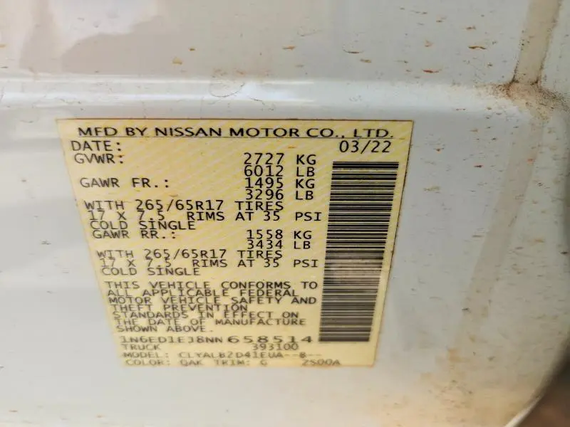 2022 NISSAN FRONTIER SV  