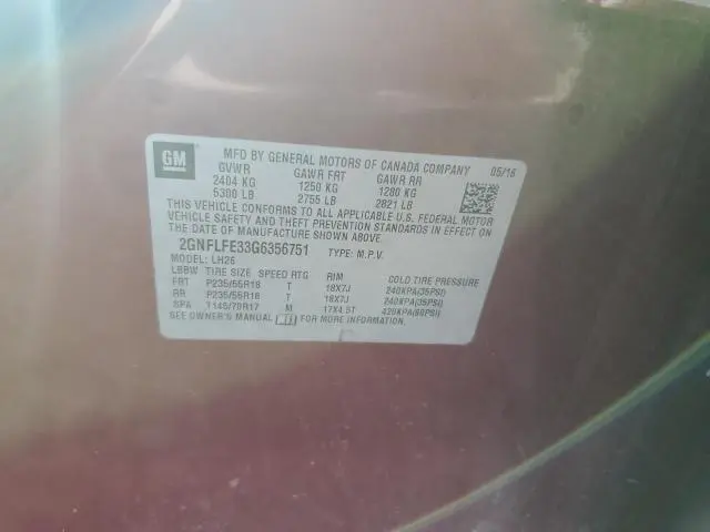 2016 CHEVROLET EQUINOX LT  