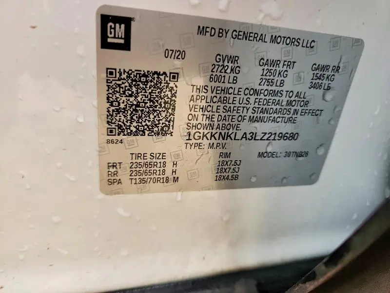 2020 GMC ACADIA SLE  