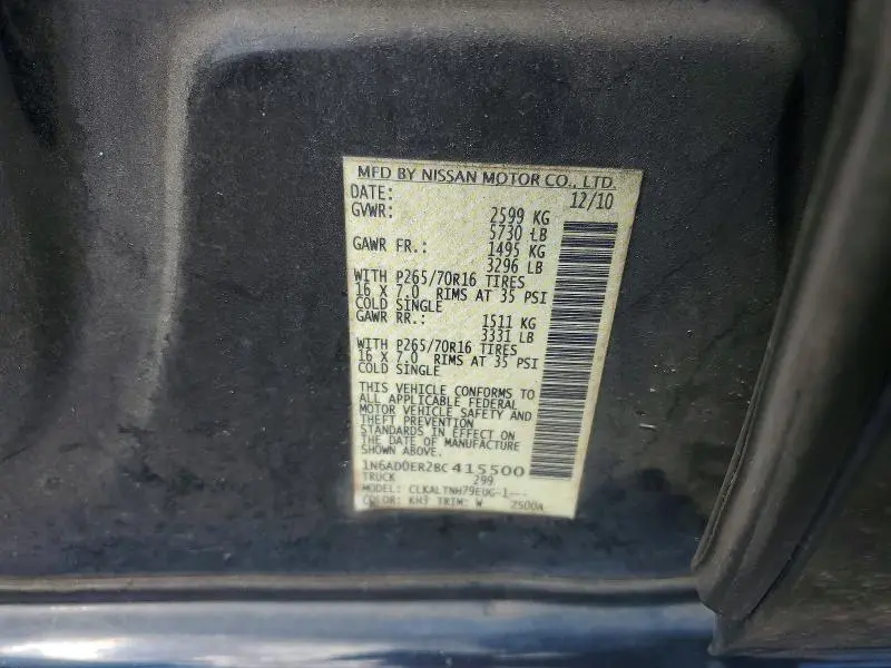 2011 NISSAN FRONTIER S  