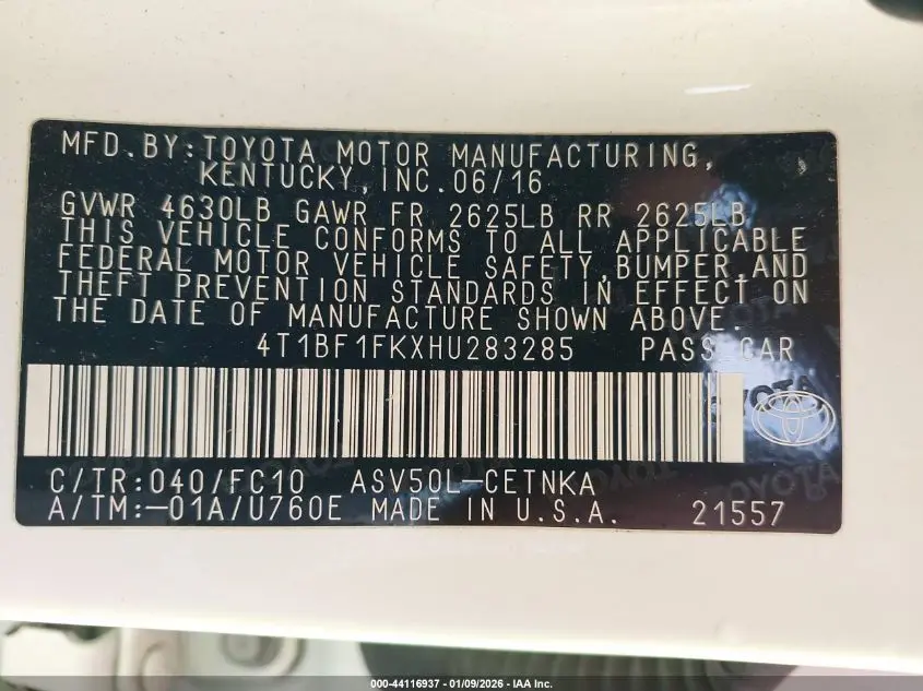 2017 TOYOTA CAMRY LE