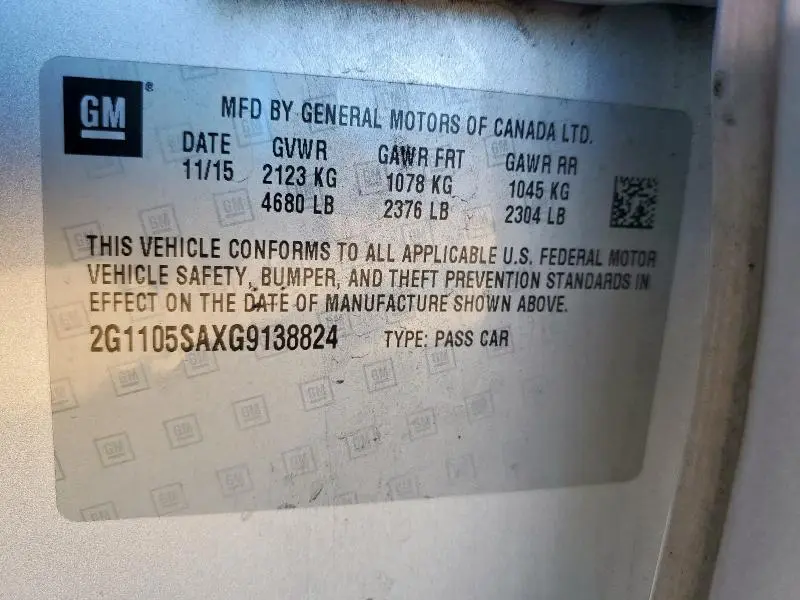 2016 CHEVROLET IMPALA LT  