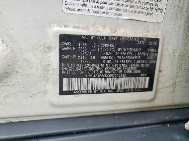 2011 SUBARU OUTBACK 2.5I LIMITED  