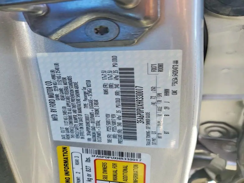 2017 FORD FUSION SE PHEV  