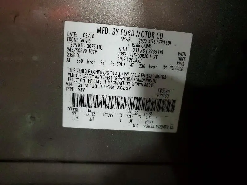 2016 LINCOLN MKX RESERVE  