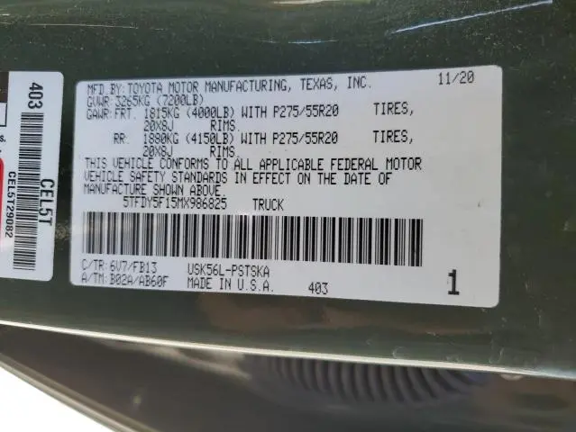 2021 TOYOTA TUNDRA CREWMAX SR5  