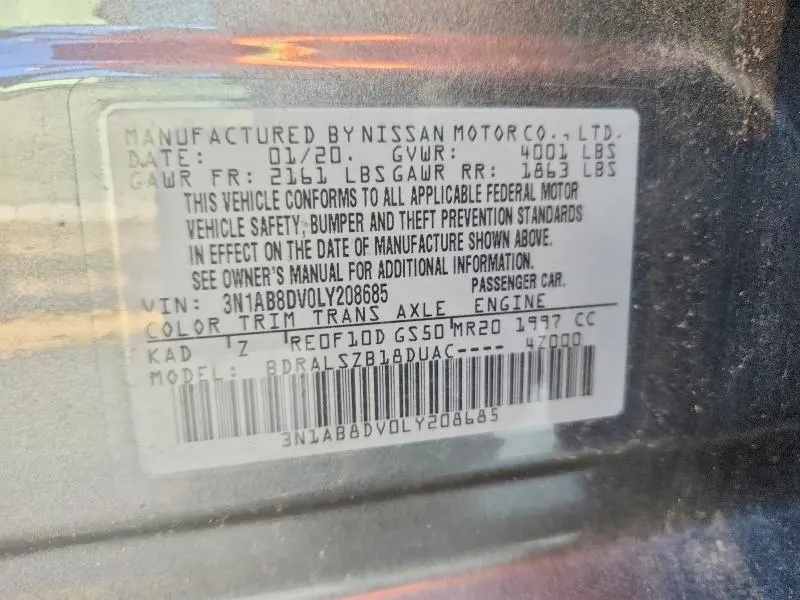 2020 NISSAN SENTRA SR  