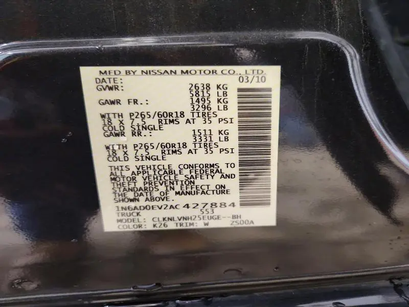 2010 NISSAN FRONTIER SE V6  