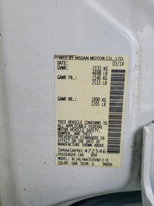 2014 NISSAN MAXIMA 3.5 S  